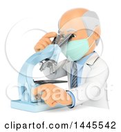 Clipart Of A 3d Senior Caucasian Male Doctor Or Veterinarian Looking Through A Microscope On A White Background Royalty Free Illustration by Texelart