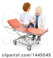 Clipart Of A 3d Senior Caucasian Male Doctor Examining A Patient On A Gurney On A White Background Royalty Free Illustration by Texelart