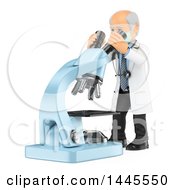 Clipart Of A 3d Senior Caucasian Male Doctor Or Veterinarian Looking Through A Giant Microscope On A White Background Royalty Free Illustration by Texelart