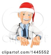 Clipart Of A 3d Senior Caucasian Male Doctor Or Veterinarian Wearing A Christmas Santa Hat Over A Sign On A White Background Royalty Free Illustration by Texelart