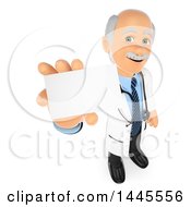 Clipart Of A 3d Senior Caucasian Male Doctor Or Veterinarian Holding Up A Business Card On A White Background Royalty Free Illustration by Texelart