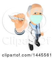 Clipart Of A 3d Senior Caucasian Male Surgeon Doctor Or Veterinarian Holding Up A Scalpel On A White Background Royalty Free Illustration by Texelart