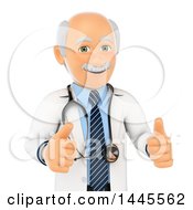 Clipart Of A 3d Senior Caucasian Male Doctor Or Veterinarian Giving Two Thumbs Up On A White Background Royalty Free Illustration by Texelart