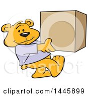 Cartoon Bear Mascot Carrying A Box