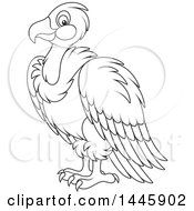 Poster, Art Print Of Cartoon Black And White Lineart Vulture Bird