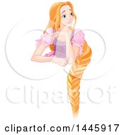 Beautiful Red Haired Blue Eyed Caucasian Woman Rapunzel With Her Hair Hanging Down