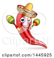 Clipart Of A Happy Chile Pepper Mascot Character Playing Maracas And Wearing A Sombrero Celebrating Cinco De Mayo Royalty Free Vector Illustration