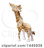 Poster, Art Print Of Cartoon Giraffe Stretching His Tongue Out To Eat