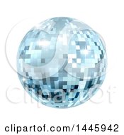 Poster, Art Print Of Sparkly Blue Disco Mirror Ball On A White Background