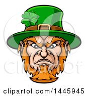 Cartoon Tough Angry St Patricks Day Leprechaun Mascot Face