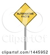 Clipart Of A 3d Alternative Facts Yellow Warning Sign On A White Background Royalty Free Illustration