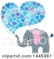 Clipart Of A Cute Gray Elephant Spraying Hearts Royalty Free Vector Illustration