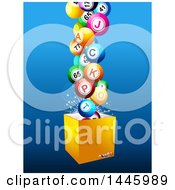 Poster, Art Print Of Box With 3d Lottery Jackpot Balls Over Blue