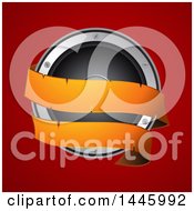 Clipart Of A 3d Music Speaker With An Orange Banner Over Red Royalty Free Vector Illustration