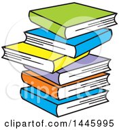 Poster, Art Print Of Cartoon Stack Of Six Colorful Books