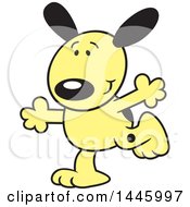 Clipart Of A Cartoon Happy Puppy Dog Running Upright With His Arms Open Royalty Free Vector Illustration by Johnny Sajem
