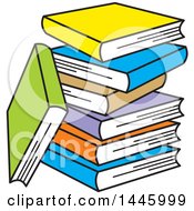 Poster, Art Print Of Cartoon Stack Of Colorful Books
