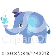 Poster, Art Print Of Cute Blue Boy Elephant Squirting Water