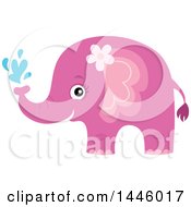 Poster, Art Print Of Cute Pink Girl Elephant Squirting Water