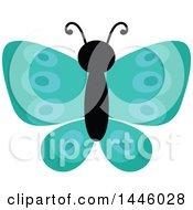 Clipart Of A Turquoise Butterfly Royalty Free Vector Illustration