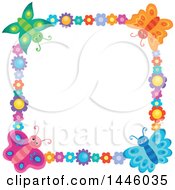 Poster, Art Print Of Square Colorful Flower And Butterfly Frame