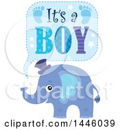 Cute Blue Elephant With Its A Boy Text