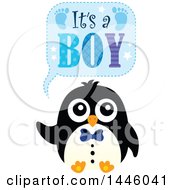 Penguin With Gender Reveal Its A Boy Text