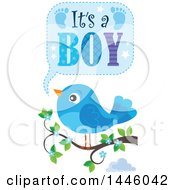 Blue Bird On A Branch With Gender Reveal Its A Boy Text