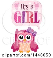 Pink Owl With Gender Reveal Its A Girl Text