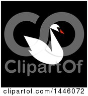 Poster, Art Print Of Flat Styled Swan On Black