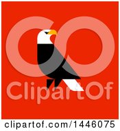 Poster, Art Print Of Flat Styled American Bald Eagle On Red