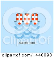 Poster, Art Print Of Life Buoy And Water Design With 404 Page Not Found Text Over Blue