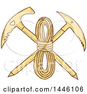 Clipart Of A Sketched Styled Crossed Rope And Mountain Climbing Pick Axe Royalty Free Vector Illustration by patrimonio