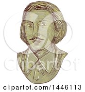 Poster, Art Print Of Sketched Bust Of Christopher Marlowe Kit Marlowe An English Playwright Poet And Translator Of The Elizabethan Era