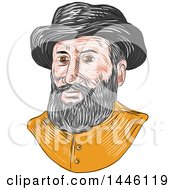 Poster, Art Print Of Sketched Bust Of Ferdinand Magellan Aka Fernando De Magallanes A Portuguese Explorer