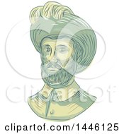 Poster, Art Print Of Sketched Bust Of Juan Sebastian Elcano Aka Juan Sebastian Del Cano A Spanish Explorer Of Basque Origin