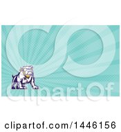 Clipart Of A Retro Tough Bulldog Sheriff And Blue Rays Background Or Business Card Design Royalty Free Illustration