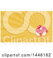 Clipart Of A Rooster Crowing At Sunrise And Orange Rays Background Or Business Card Design Royalty Free Illustration by patrimonio