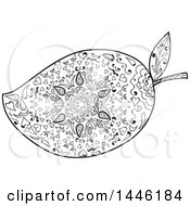 Clipart Of A Black And White Mandala Styled Mango Fruit Royalty Free Vector Illustration by patrimonio