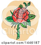 Poster, Art Print Of Tattoo Styled Red Rose With Thorns
