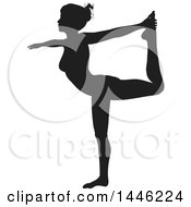 Poster, Art Print Of Black Silhouetted Woman In A Yoga Pose