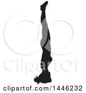 Clipart Of A Black Silhouetted Woman In A Yoga Pose Royalty Free Vector Illustration by AtStockIllustration