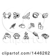 Black And White Watercolor Styled Food Safety Allergy Icons