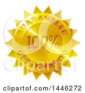 Poster, Art Print Of Shiny Gradient Golden Star Shaped 100 Percent Guaranteed Metal Award Badge