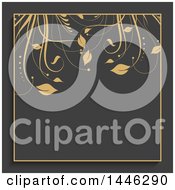Clipart Of A Golden Floral And Frame Design On Gray Royalty Free Vector Illustration