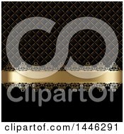 Poster, Art Print Of Golden Ribbon And Pattern On Black With Text Space