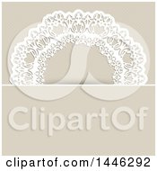 Clipart Of A White Ornate Doily Over Beige Royalty Free Vector Illustration