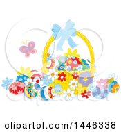 Poster, Art Print Of Basket With Colorfully Easter Eggs And A Butterfly