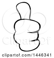 Clipart Of A Cartoon Black And White Lineart Thumb Up Emoji Hand Royalty Free Vector Illustration