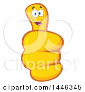 Clipart Of A Cartoon Yellow Thumb Up Emoji Hand Character Royalty Free Vector Illustration by Hit Toon
